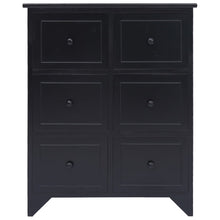 Load image into Gallery viewer, vidaXL Side Cabinet with 6 Drawers Black 60x30x75 cm Paulownia Wood - MiniDM Store
