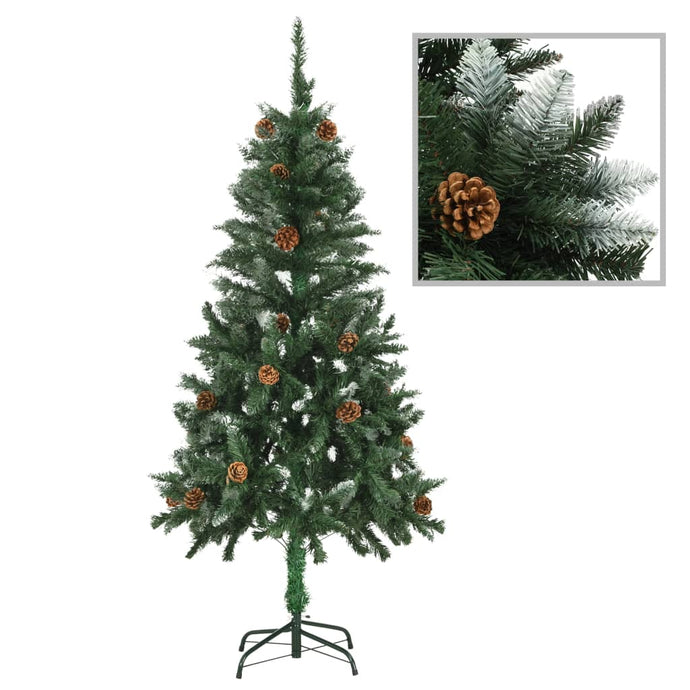 vidaXL Artificial Christmas Tree with Pine Cones and White Glitter 150 cm - MiniDM Store