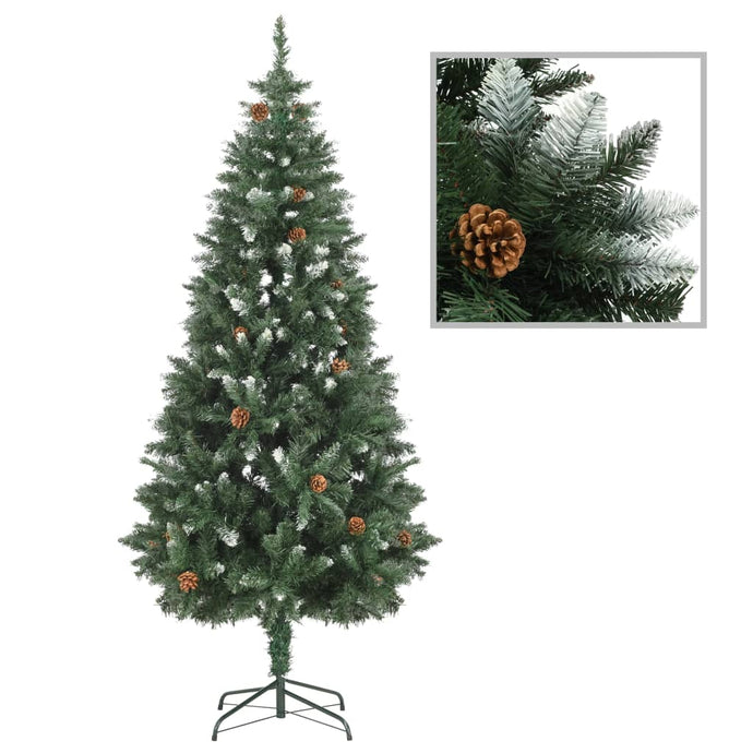 vidaXL Artificial Christmas Tree with Pine Cones and White Glitter 180 cm - MiniDM Store