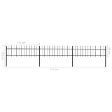 Load image into Gallery viewer, vidaXL Garden Fence with Spear Top Steel 5.1x0.6 m Black - MiniDM Store
