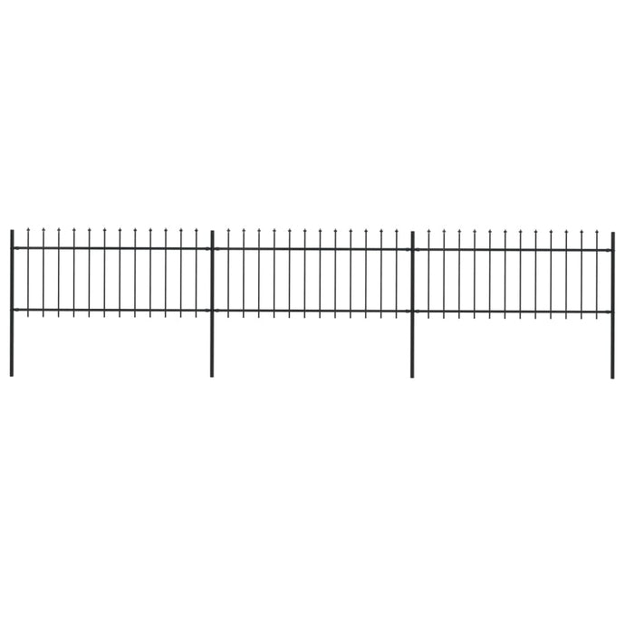 vidaXL Garden Fence with Spear Top Steel 5.1x0.8 m Black - MiniDM Store