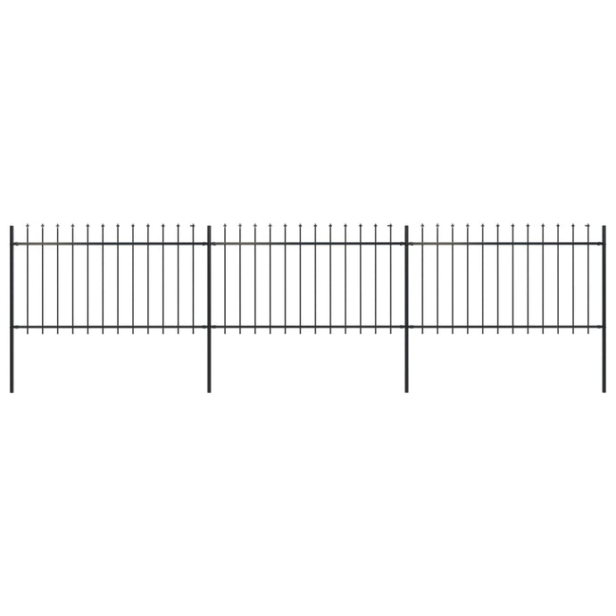 vidaXL Garden Fence with Spear Top Steel 5.1x1 m Black - MiniDM Store