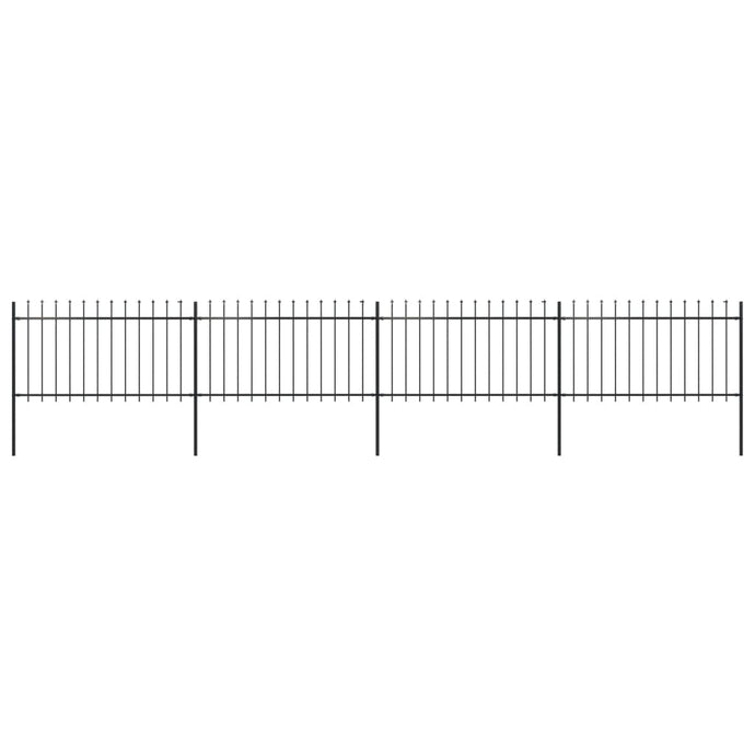 vidaXL Garden Fence with Spear Top Steel 6.8x1 m Black - MiniDM Store