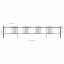 Load image into Gallery viewer, vidaXL Garden Fence with Spear Top Steel 6.8x1 m Black - MiniDM Store
