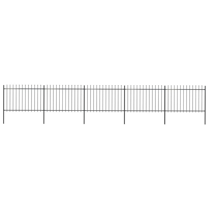 vidaXL Garden Fence with Spear Top Steel 8.5x1.2 m Black - MiniDM Store