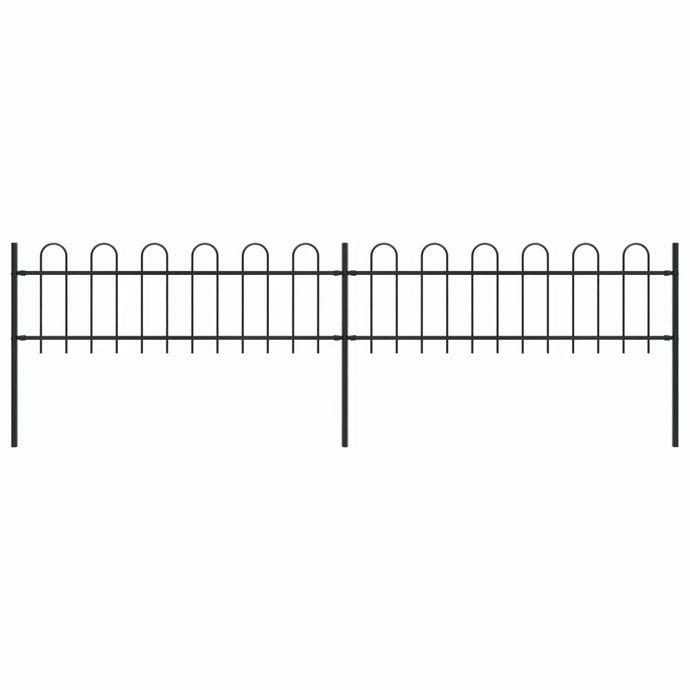 vidaXL Garden Fence with Hoop Top Steel 3.4x0.6 m Black - MiniDM Store