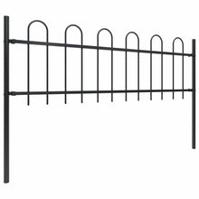 Load image into Gallery viewer, vidaXL Garden Fence with Hoop Top Steel 3.4x0.6 m Black - MiniDM Store
