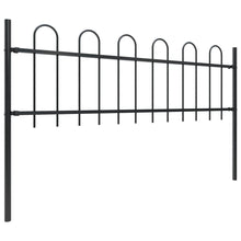 Load image into Gallery viewer, vidaXL Garden Fence with Hoop Top Steel 5.1x0.6 m Black - MiniDM Store
