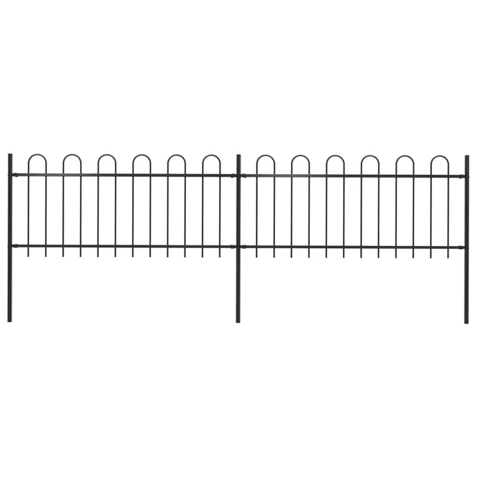 vidaXL Garden Fence with Hoop Top Steel 3.4x0.8 m Black - MiniDM Store