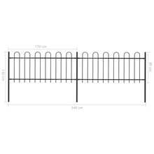Load image into Gallery viewer, vidaXL Garden Fence with Hoop Top Steel 3.4x0.8 m Black - MiniDM Store
