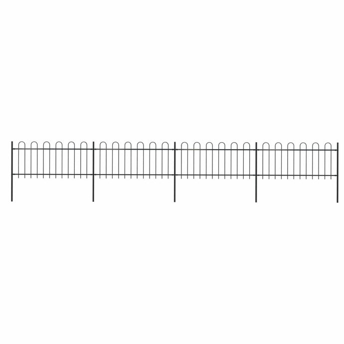 vidaXL Garden Fence with Hoop Top Steel 6.8x0.8 m Black - MiniDM Store