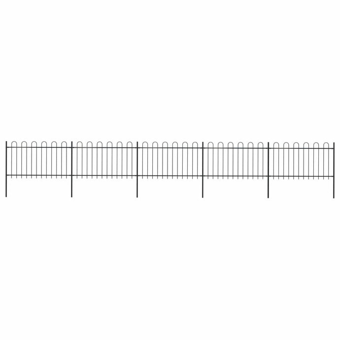 vidaXL Garden Fence with Hoop Top Steel 8.5x1 m Black - MiniDM Store