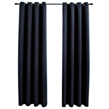 Load image into Gallery viewer, Blackout Curtains with Metal Rings 2 pcs Black 140x175 cm
