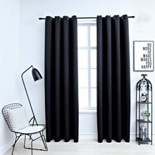 Load image into Gallery viewer, Blackout Curtains with Metal Rings 2 pcs Black 140x175 cm
