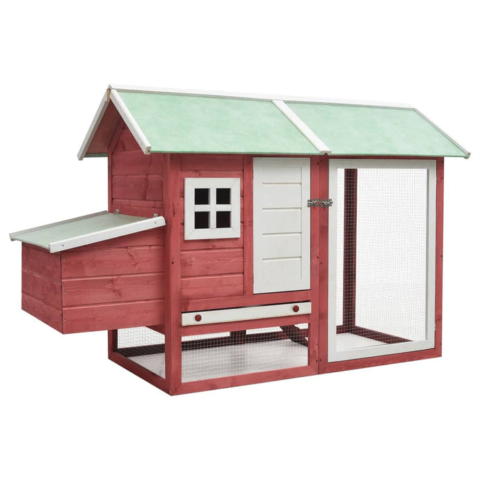 vidaXL Chicken Cage Red 170x81x110 cm Solid Pine & Fir Wood - MiniDM Store