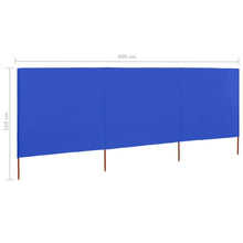 Load image into Gallery viewer, 3-panel Wind Screen Fabric 400x80 cm Azure Blue

