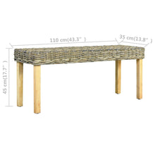 Load image into Gallery viewer, vidaXL Bench 110 cm Natural Kubu Rattan and Solid Mango Wood - MiniDM Store
