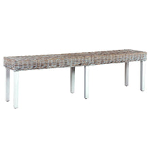Load image into Gallery viewer, vidaXL Bench 160 cm White Natural Kubu Rattan and Solid Mango Wood - MiniDM Store
