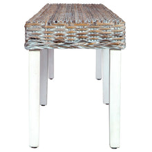 Load image into Gallery viewer, vidaXL Bench 160 cm White Natural Kubu Rattan and Solid Mango Wood - MiniDM Store
