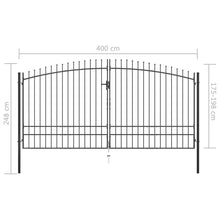 Load image into Gallery viewer, vidaXL Double Door Fence Gate with Spear Top 400x248 cm - MiniDM Store
