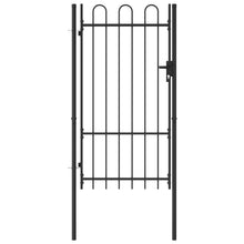Load image into Gallery viewer, vidaXL Fence Gate Single Door with Arched Top Steel 1x1.75 m Black - MiniDM Store
