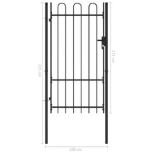 Load image into Gallery viewer, vidaXL Fence Gate Single Door with Arched Top Steel 1x1.75 m Black - MiniDM Store
