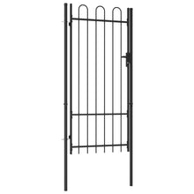 Load image into Gallery viewer, vidaXL Fence Gate Single Door with Arched Top Steel 1x2 m Black - MiniDM Store
