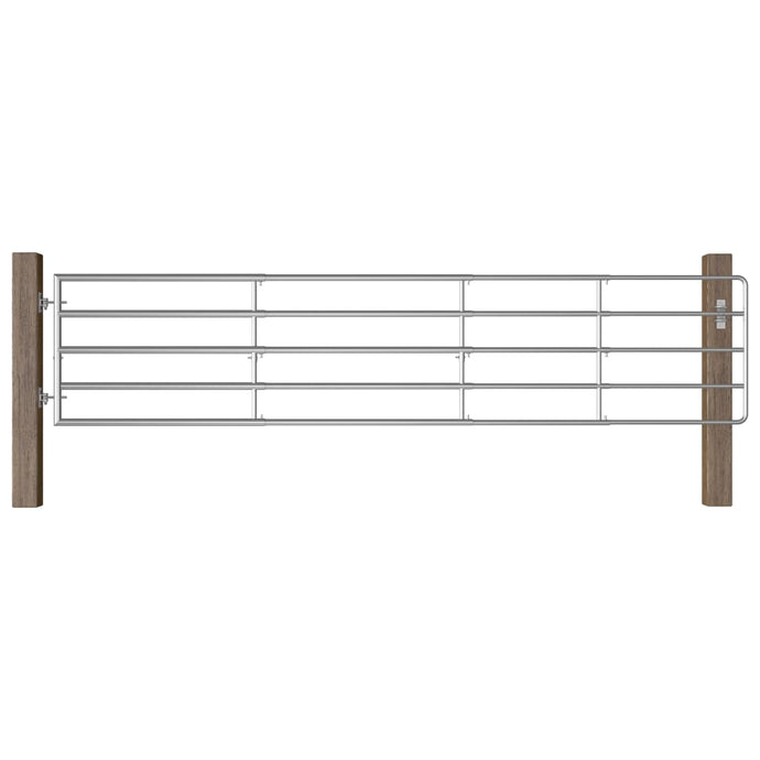 vidaXL 5 Bar Field Gate Steel (150-400)x90 cm Silver - MiniDM Store