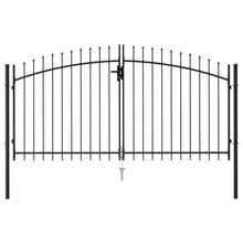 Load image into Gallery viewer, vidaXL Fence Gate Double Door with Spike Top Steel 3x1.5 m Black - MiniDM Store
