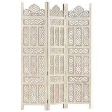 Load image into Gallery viewer, vidaXL Hand carved 3-Panel Room Divider White 120x165 cm Solid Mango Wood - MiniDM Store
