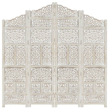 Load image into Gallery viewer, vidaXL Hand carved 4-Panel Room Divider White 160x165 cm Solid Mango Wood - MiniDM Store
