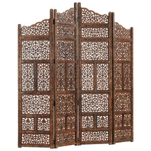 Load image into Gallery viewer, vidaXL Hand carved 4-Panel Room Divider Brown 160x165 cm Solid Mango Wood - MiniDM Store
