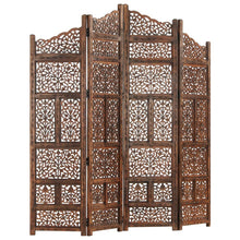 Load image into Gallery viewer, vidaXL Hand carved 4-Panel Room Divider Brown 160x165 cm Solid Mango Wood - MiniDM Store
