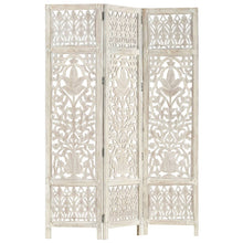 Load image into Gallery viewer, vidaXL Hand carved 3-Panel Room Divider White 120x165 cm Solid Mango Wood - MiniDM Store
