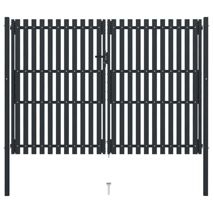 Double Door Fence Gate Steel 306x250 cm Anthracite
