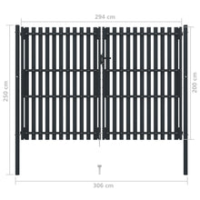 Load image into Gallery viewer, Double Door Fence Gate Steel 306x250 cm Anthracite

