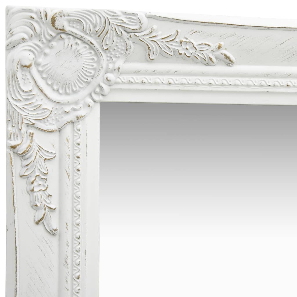 vidaXL Wall Mirror Baroque Style 40x40 cm White - MiniDM Store