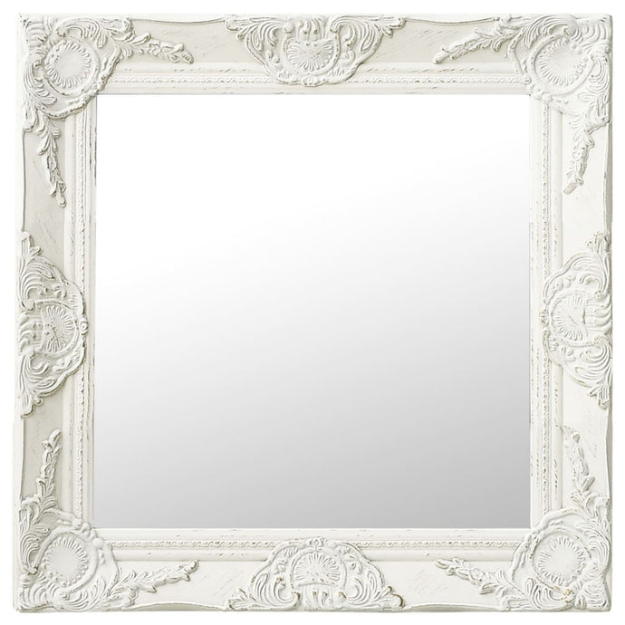 vidaXL Wall Mirror Baroque Style 50x50 cm White - MiniDM Store