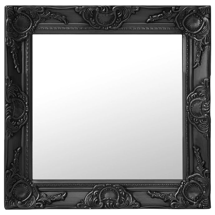 vidaXL Wall Mirror Baroque Style 50x50 cm Black - MiniDM Store
