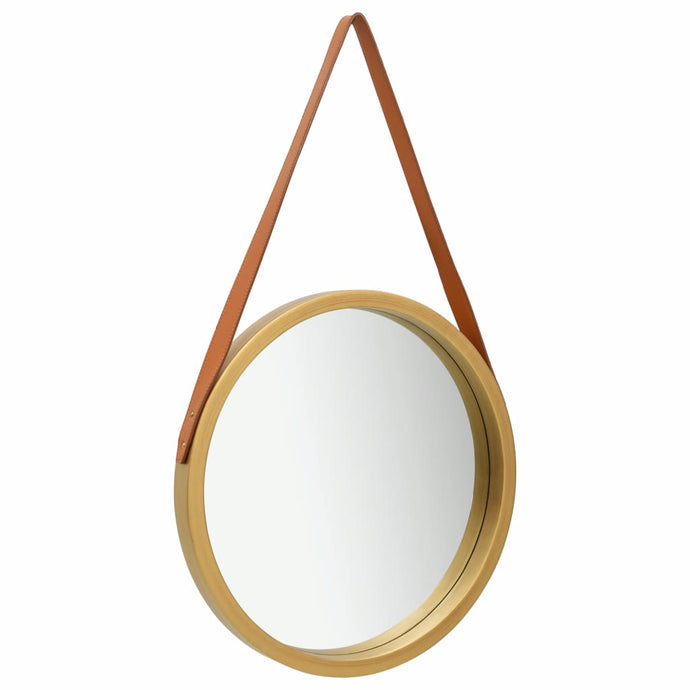 vidaXL Wall Mirror with Strap 50 cm Gold - MiniDM Store
