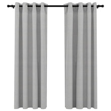 Load image into Gallery viewer, Linen-Look Blackout Curtains with Grommets 2pcs Grey 140x175cm
