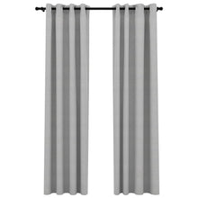 Load image into Gallery viewer, Linen-Look Blackout Curtains with Grommets 2pcs Grey 140x225cm
