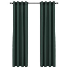 Load image into Gallery viewer, Linen-Look Blackout Curtains with Grommets 2pcs Green 140x225cm
