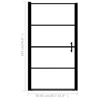 vidaXL Shower Door Frost Tempered Glass 81x195 cm Black - MiniDM Store