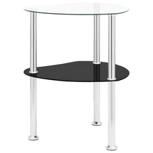 Load image into Gallery viewer, vidaXL 2-Tier Side Table Transparent &amp; Black 38x38x50cm Tempered Glass - MiniDM Store
