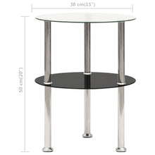 Load image into Gallery viewer, vidaXL 2-Tier Side Table Transparent &amp; Black 38 cm Tempered Glass - MiniDM Store
