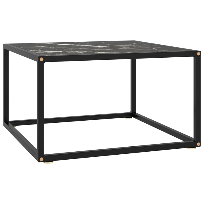322874 vidaXL Coffee Table Black with Black Marble Glass 60x60x35 cm - MiniDM Store