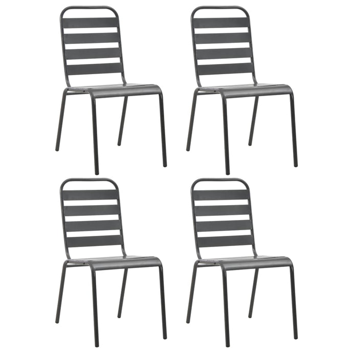 vidaXL Outdoor Chairs 4 pcs Slatted Design Steel Dark Grey - MiniDM Store