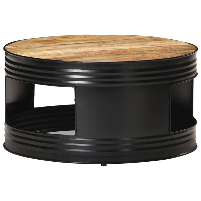 vidaXL Coffee Table Black 68x68x36 cm Solid Rough Mango Wood - MiniDM Store