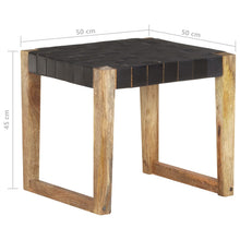 Load image into Gallery viewer, Stool Black Real Leather and Solid Mango Wood
